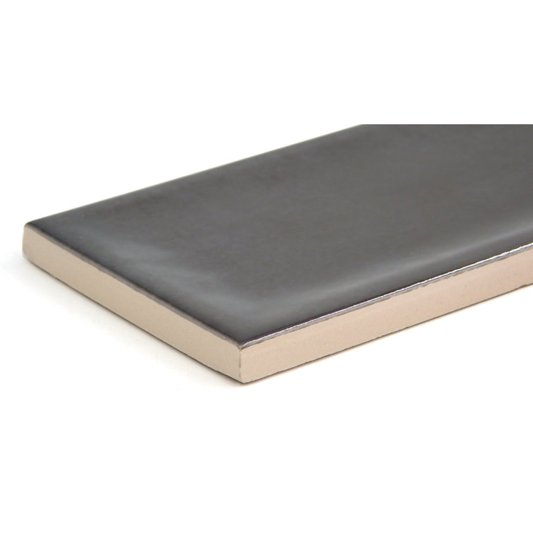 Charcoal Glossy Ceramic 3x12 Wall Tile for Bathroom and Kitchen