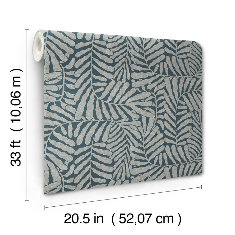 Gabriel Teal and Sterling Fern Non-Pasted Wallpaper