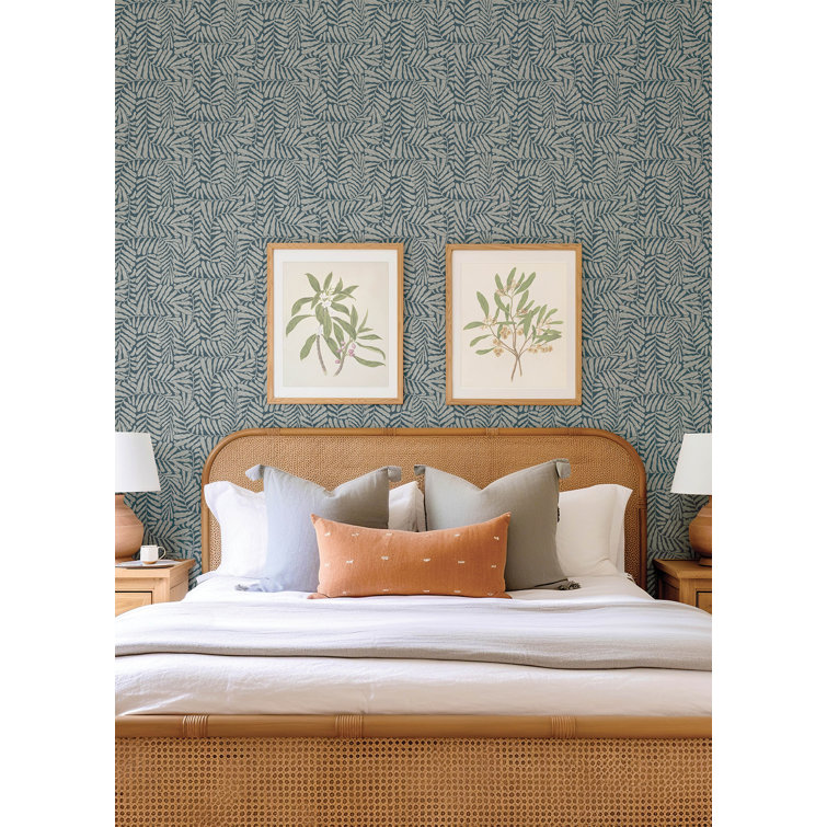 Gabriel Teal and Sterling Fern Non-Pasted Wallpaper