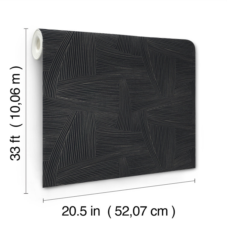 Reid Black Woven Geometric Non-Woven Wallpaper