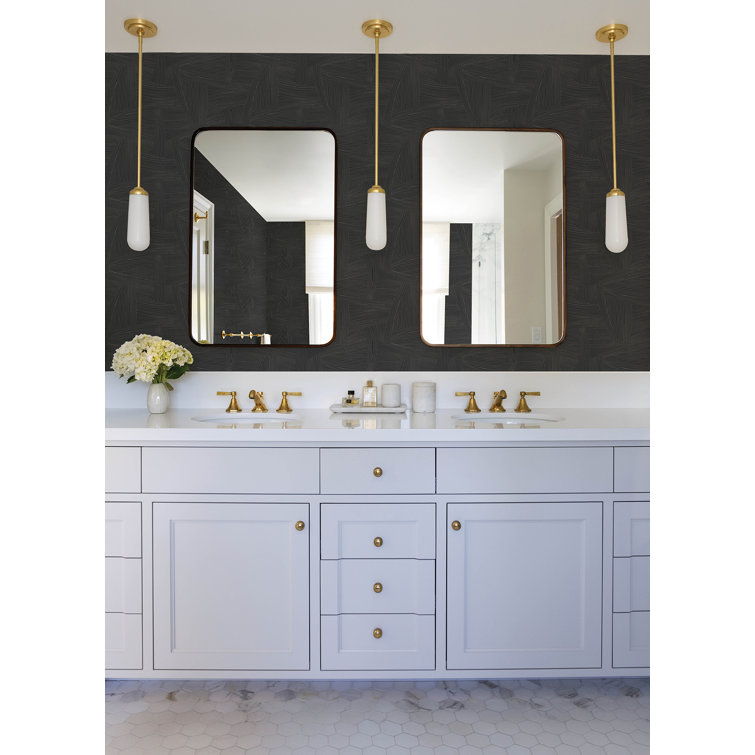 Reid Black Woven Geometric Non-Woven Wallpaper