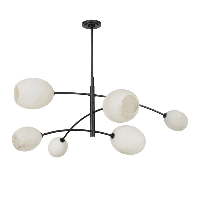 Artemis Oil Rubbed Bronze 6-Light Chandelier with Alabaster Glass Shades