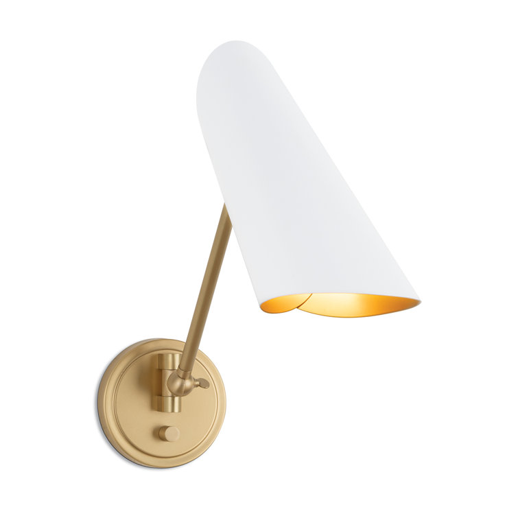 White and Brass Steel Dimmable Single Arm Sconce