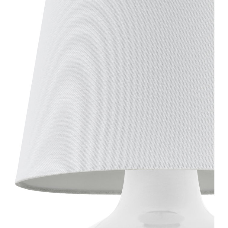White Ceramic Bell Shade Table Lamp with Cotton Shade