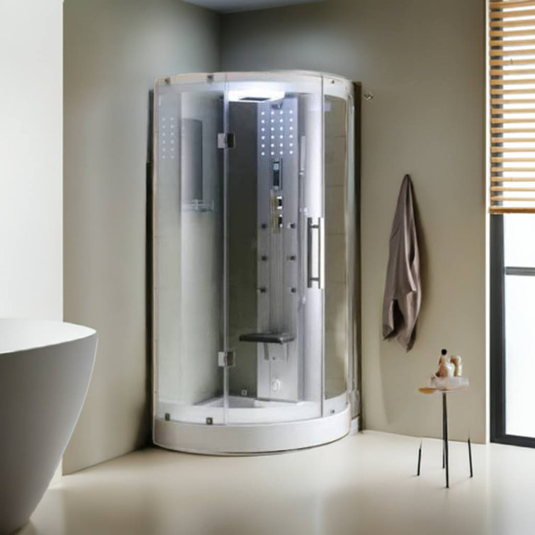 Mesa 38" x 38" x 85" Clear Glass Walk-in Steam Shower