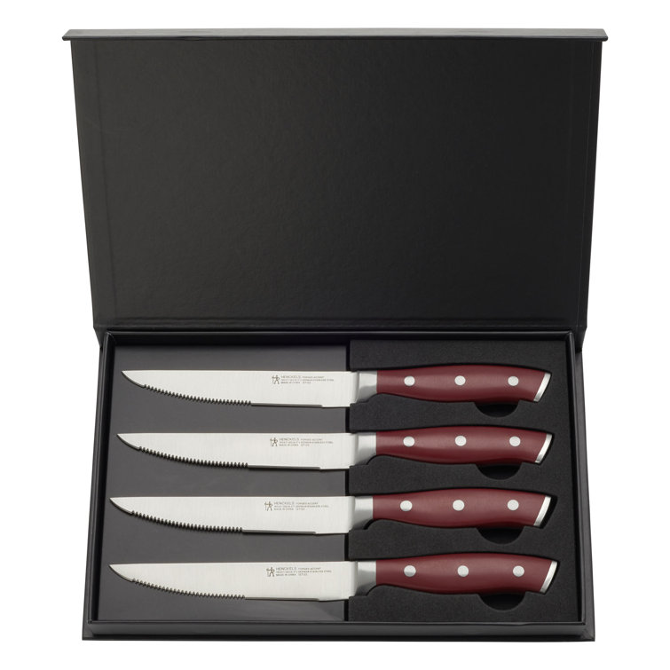 Forged Accent Red Stainless Steel Steak Knife Set of 4