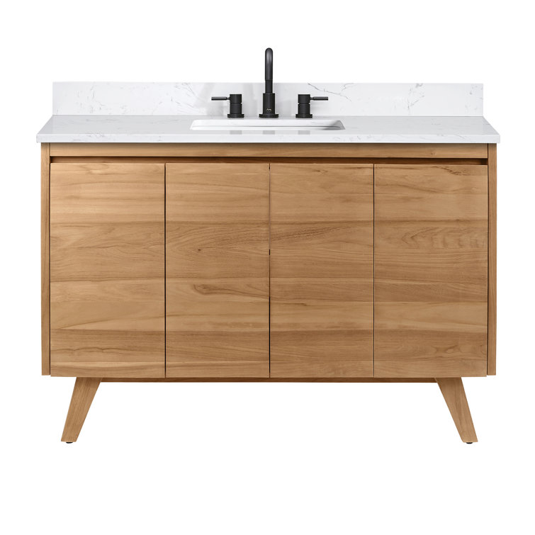 Coventry 49" Natural Teak Bath Vanity with White Stone Top