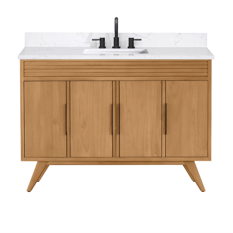 Taylor 49" Natural Teak Single Sink Vanity with White Stone Top