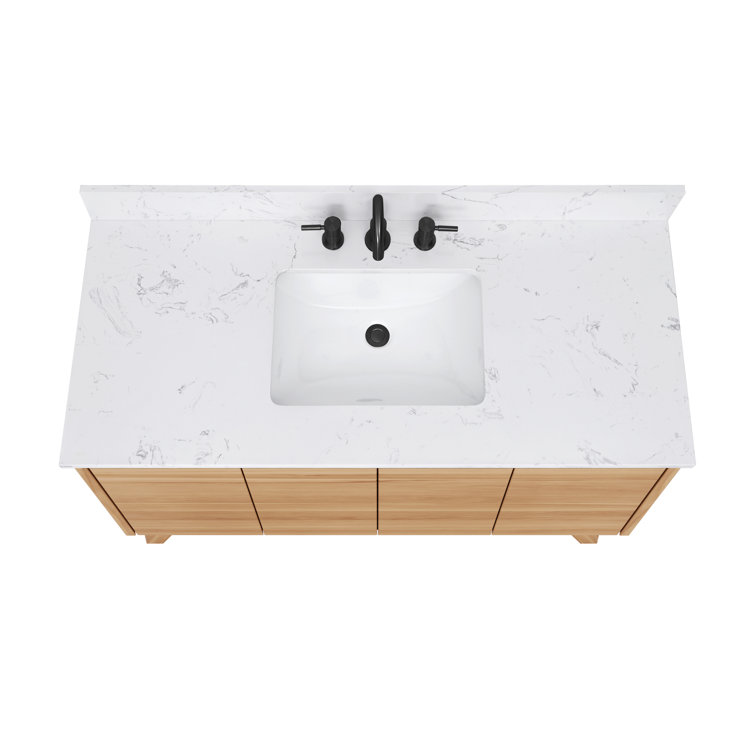 Coventry 49" Natural Teak Bath Vanity with White Stone Top