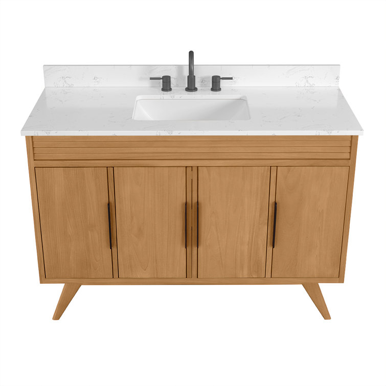 Taylor 49" Natural Teak Single Sink Vanity with White Stone Top