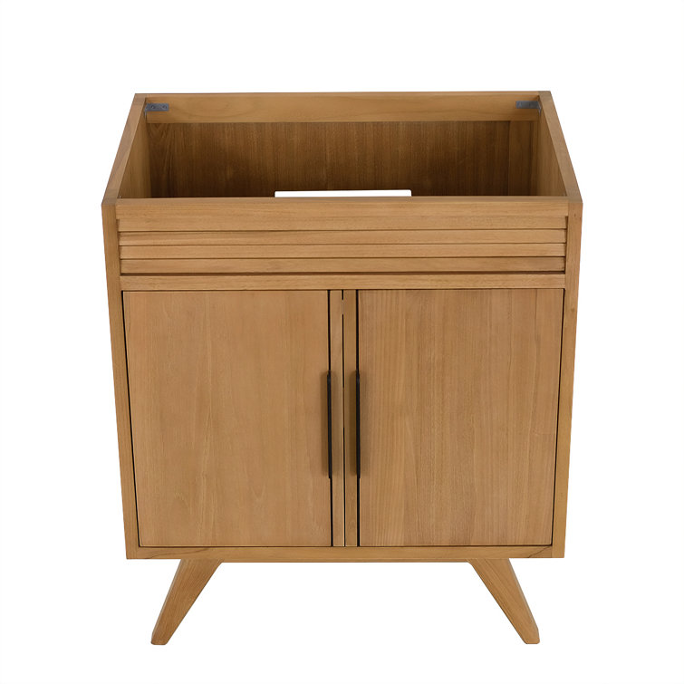 Natural Teak Mid-Century Modern Single Sink Vanity Base