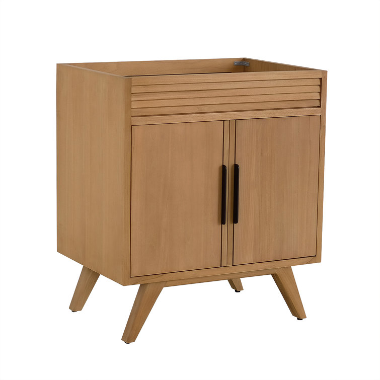 Natural Teak Mid-Century Modern Single Sink Vanity Base