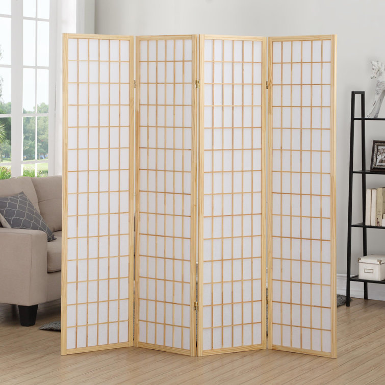 Honey 4-Panel Shoji Folding Room Divider