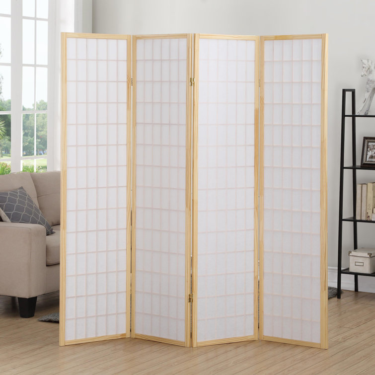 Honey 4-Panel Shoji Folding Room Divider