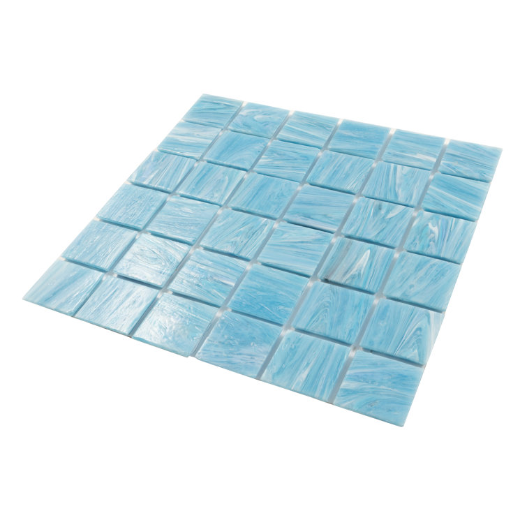 Celestial 12 in. x 12 in. Glossy Sky Blue Glass Mosaic Tile