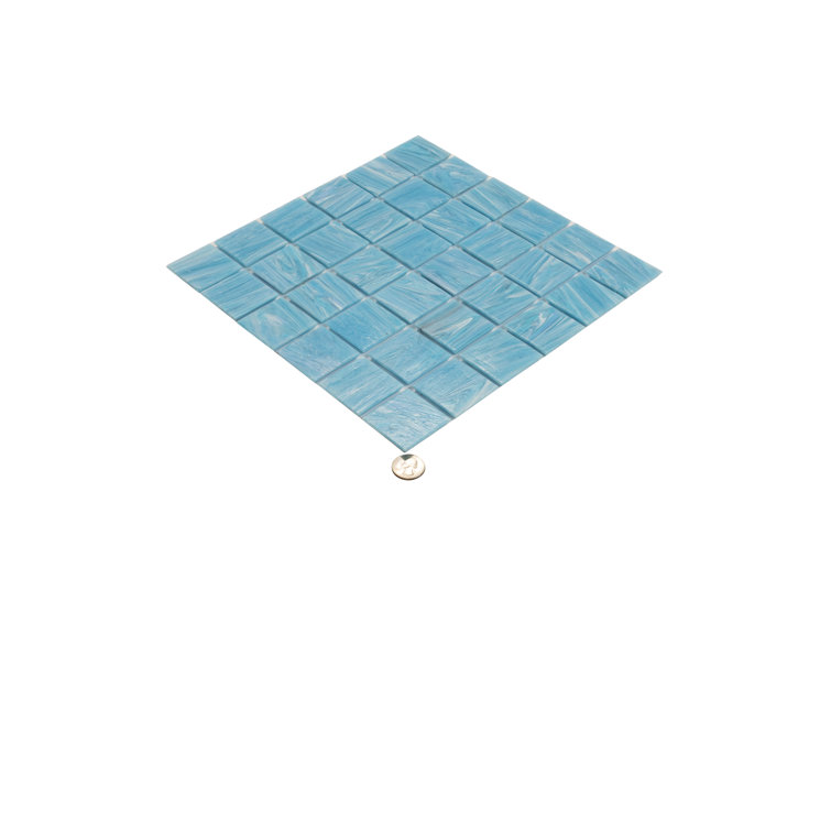 Celestial 12 in. x 12 in. Glossy Sky Blue Glass Mosaic Tile