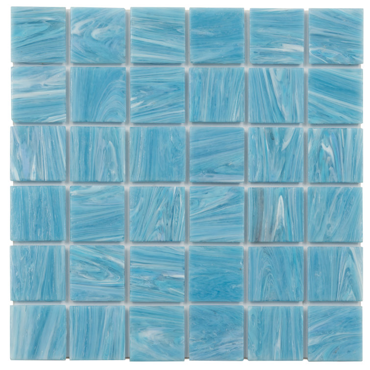 Celestial 12 in. x 12 in. Glossy Sky Blue Glass Mosaic Tile