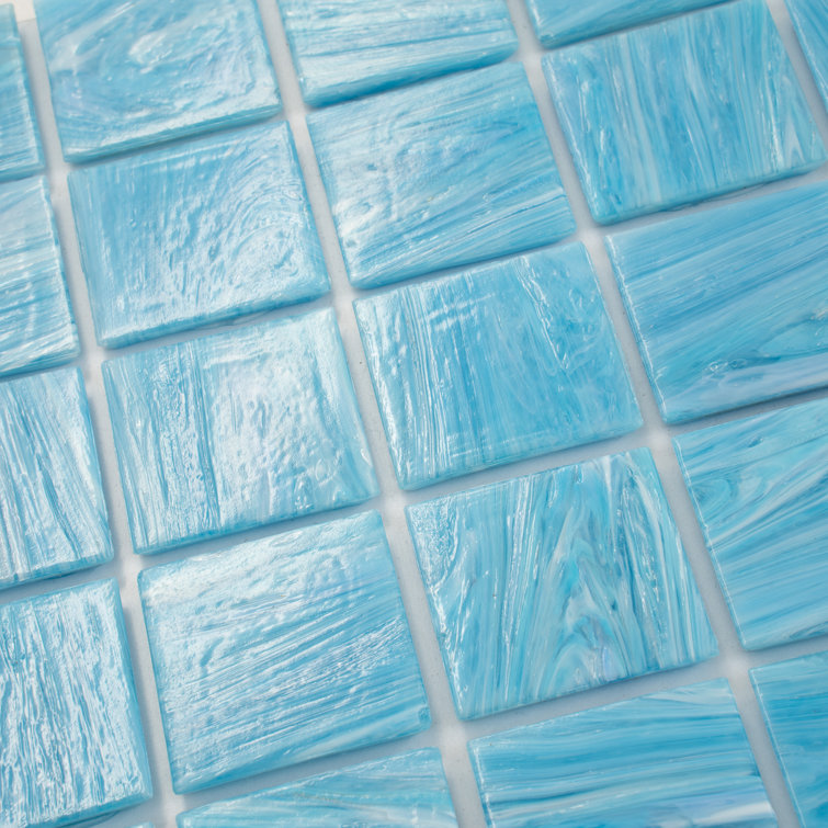 Celestial 12 in. x 12 in. Glossy Sky Blue Glass Mosaic Tile