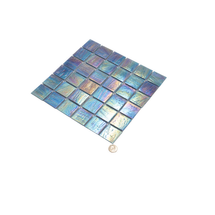 Celestial Midnight Blue Iridescent Glass Mosaic Tile 12" x 12"