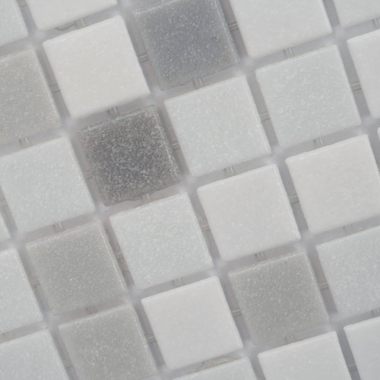 12" x 12" Glossy White and Black Glass Mosaic Tile