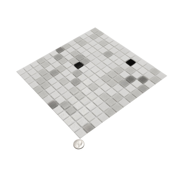 12" x 12" Glossy White and Black Glass Mosaic Tile