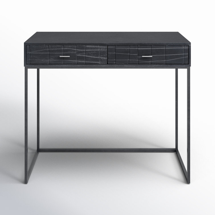Mugello Solid Acacia Wood Desk with Textured Drawers in Black