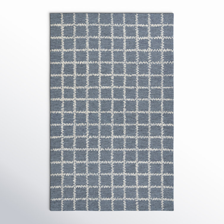 Lanora Hand Tufted Blue Wool Geometric Rug 8' x 10'