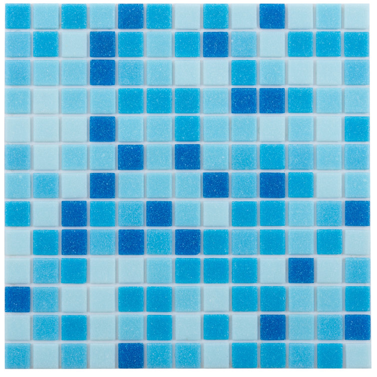 12" x 12" Glossy Blue and White Glass Mosaic Tile