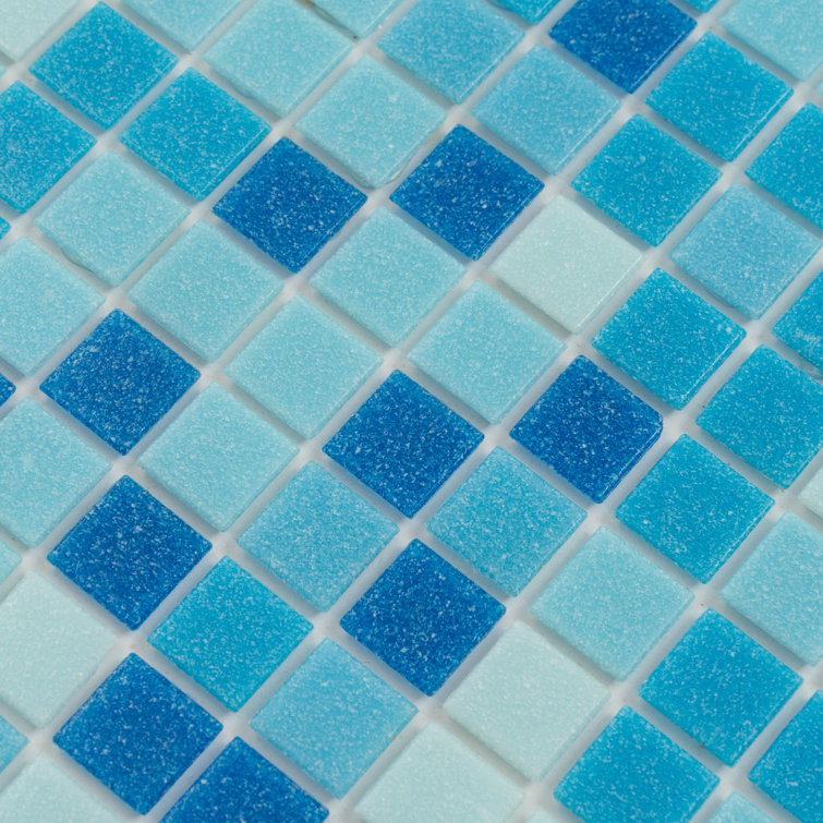 12" x 12" Glossy Blue and White Glass Mosaic Tile