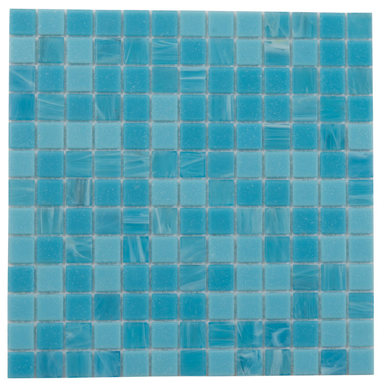 Arctic Blue 12'' x 12'' Glossy Glass Mosaic Tile