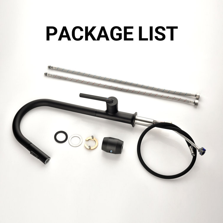 Matte Black Single Handle High-Arc Kitchen Faucet with Pull-out Spray