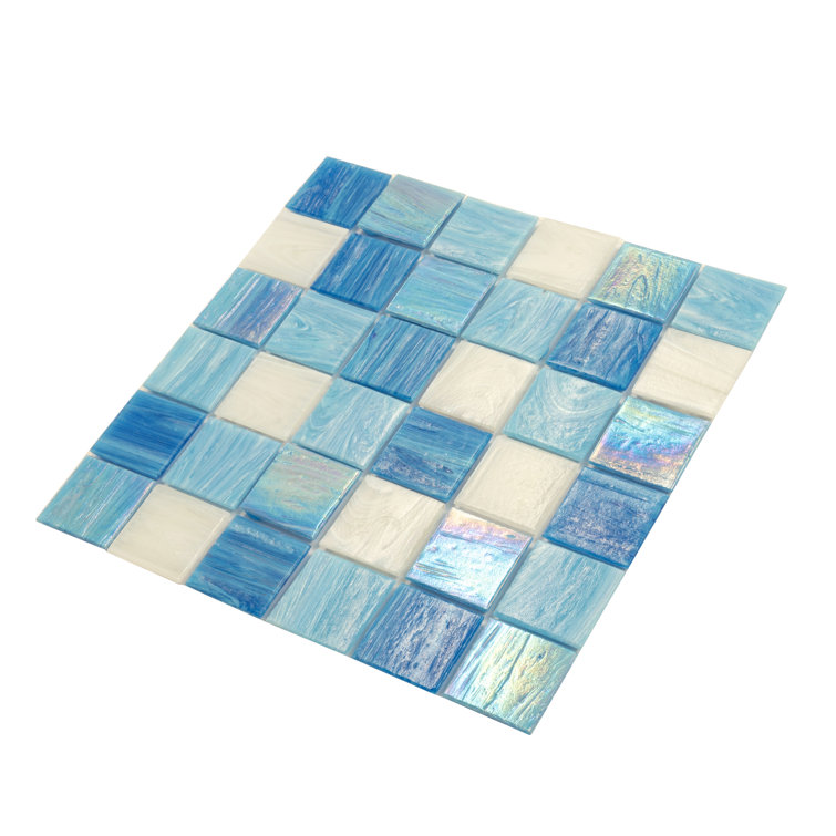 12" x 12" Blue and White Glass Mosaic Tile