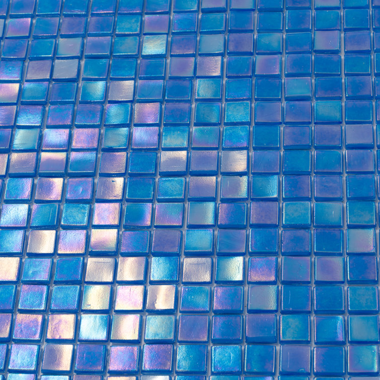 Azure Blue Iridescent Glass Mosaic Wall and Floor Tile