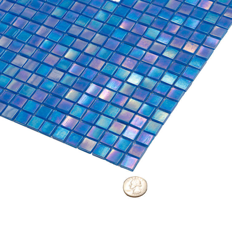 Azure Blue Iridescent Glass Mosaic Wall and Floor Tile
