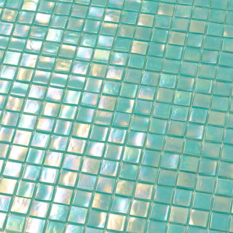 Dark Ocean Green Iridescent Glass Mosaic Wall and Floor Tile