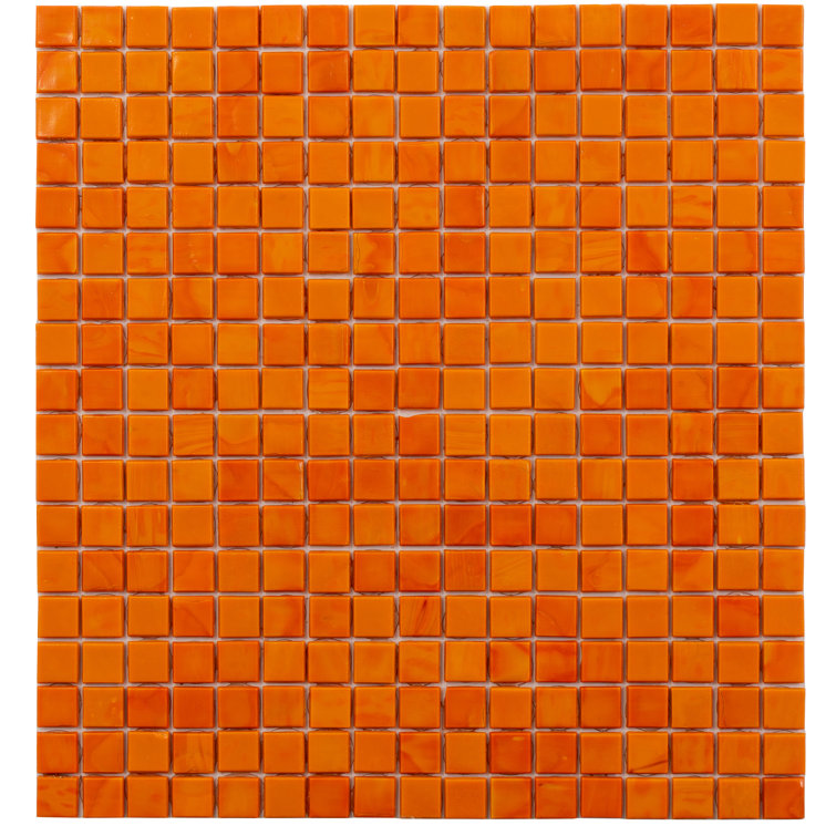 Skosh 11.6" x 11.6" Glossy Orange Glass Mosaic Tile