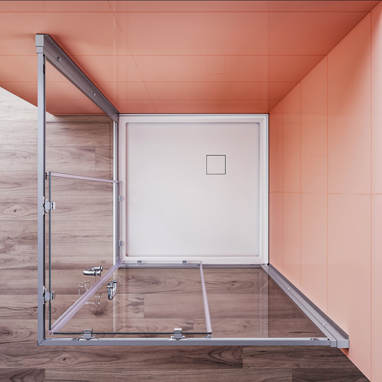 Elegant 34 x 34 x 72 inch Brushed Nickel Corner Shower Enclosure with Clear Glass