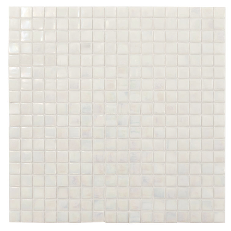 Dark Bone White Iridescent Glass Mosaic Wall and Floor Tile