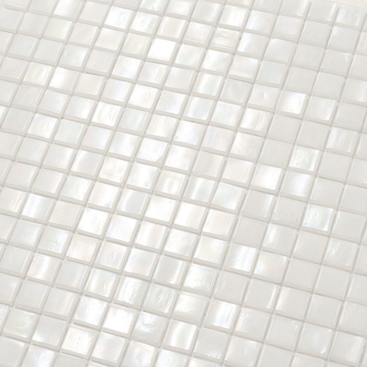Dark Bone White Iridescent Glass Mosaic Wall and Floor Tile