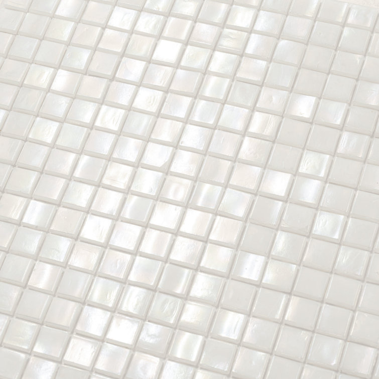 Dark Bone White Iridescent Glass Mosaic Wall and Floor Tile