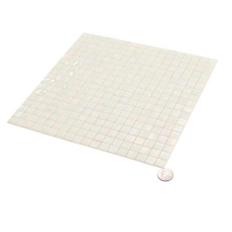 Dark Bone White Iridescent Glass Mosaic Wall and Floor Tile