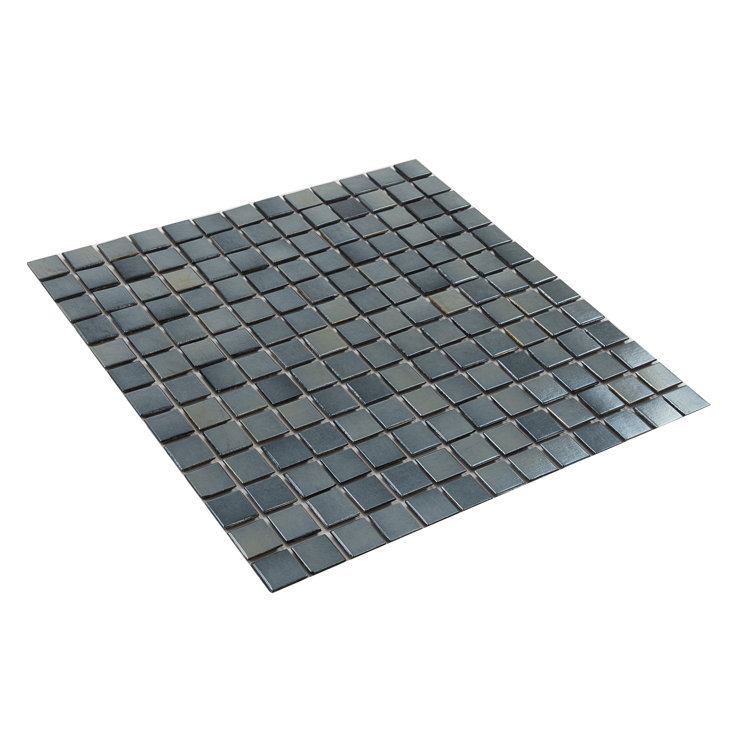 Nacreous Black Glass Mosaic 12" x 12" Wall and Floor Tile
