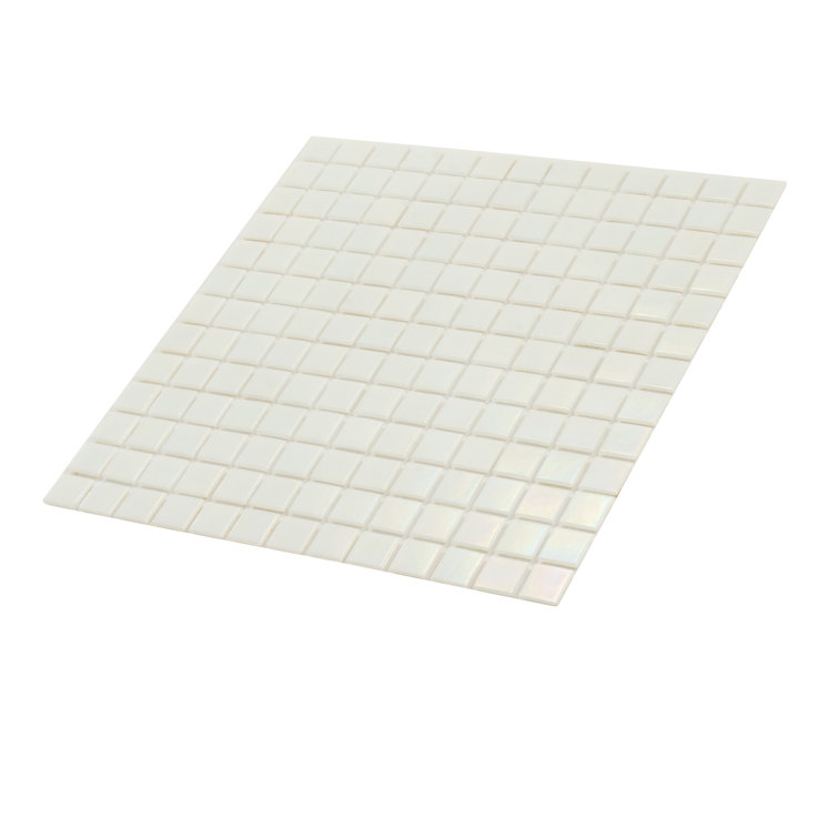 Cotton White Glossy Glass Mosaic Wall and Floor Tile