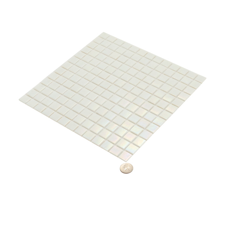 Cotton White Glossy Glass Mosaic Wall and Floor Tile