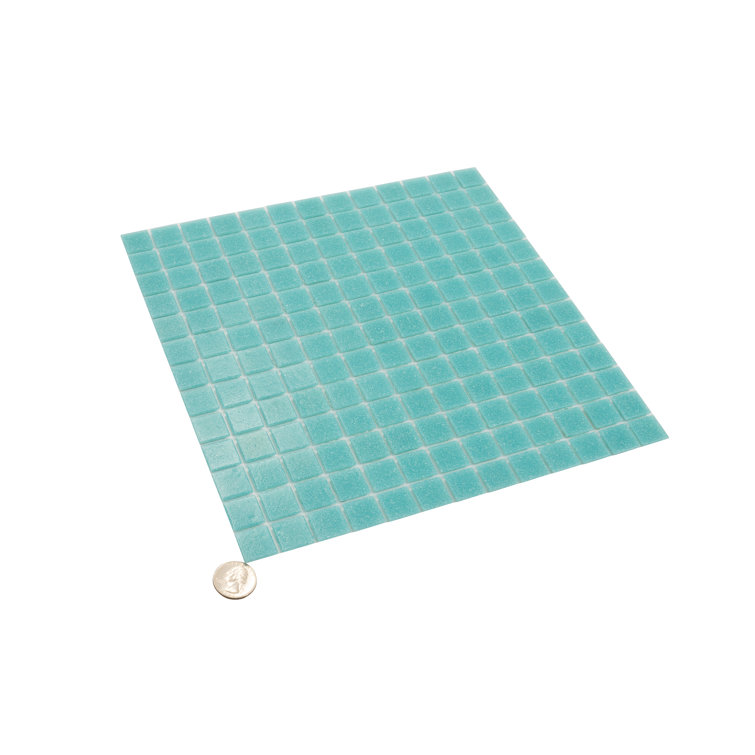 Neon Aqua Green 12" x 12" Iridescent Glass Mosaic Tile