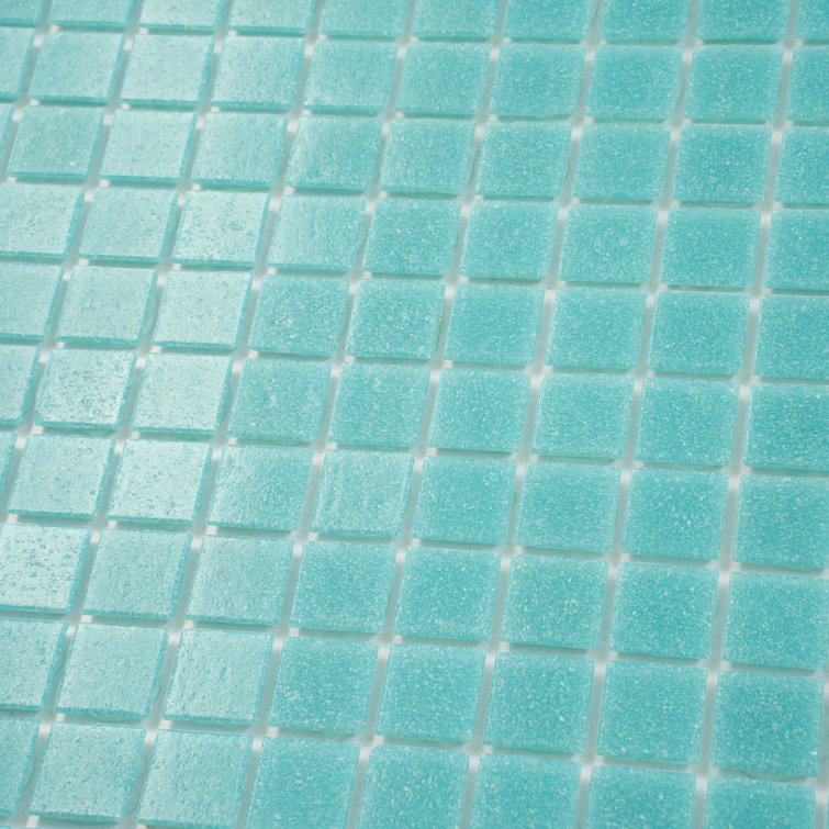Neon Aqua Green 12" x 12" Iridescent Glass Mosaic Tile