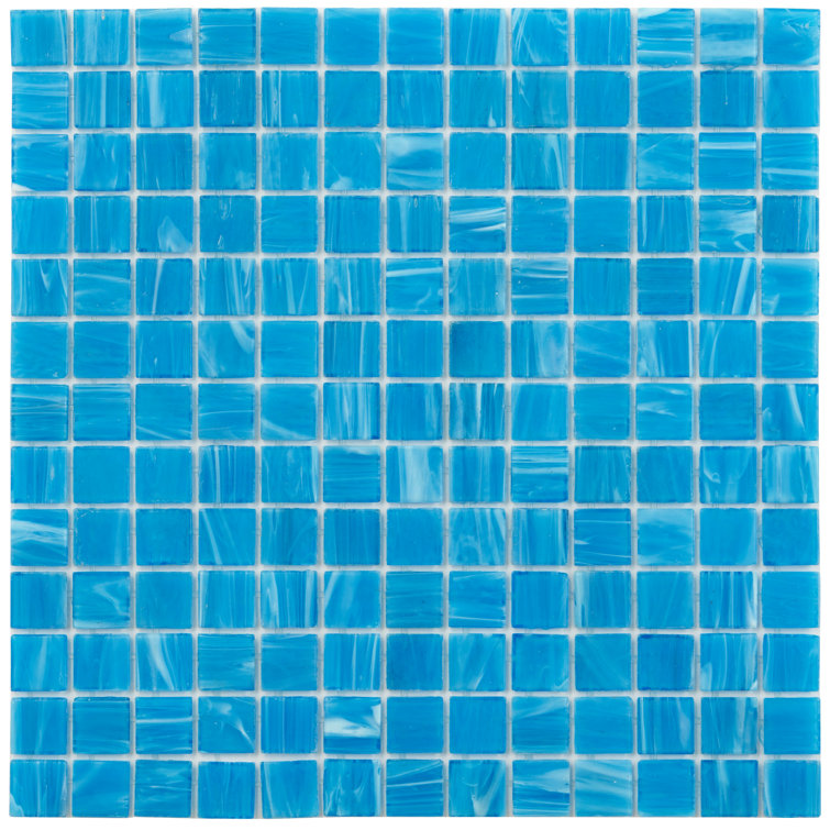 Celestial Dodger Blue Glossy Glass Mosaic Tile