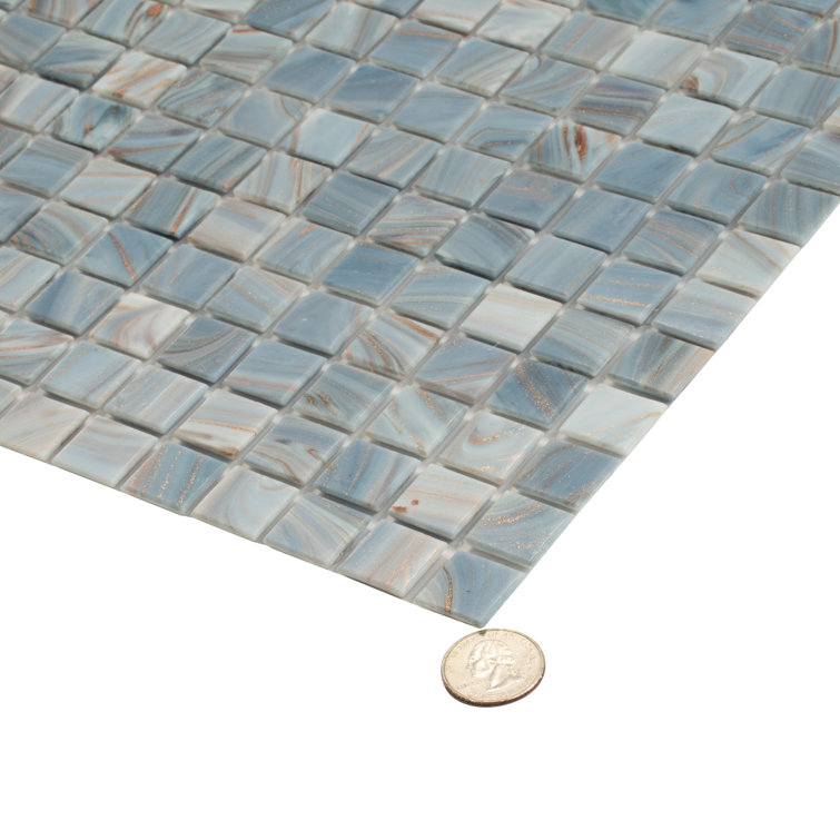 Manatee Blue 12" x 12" Glossy Glass Mosaic Tile