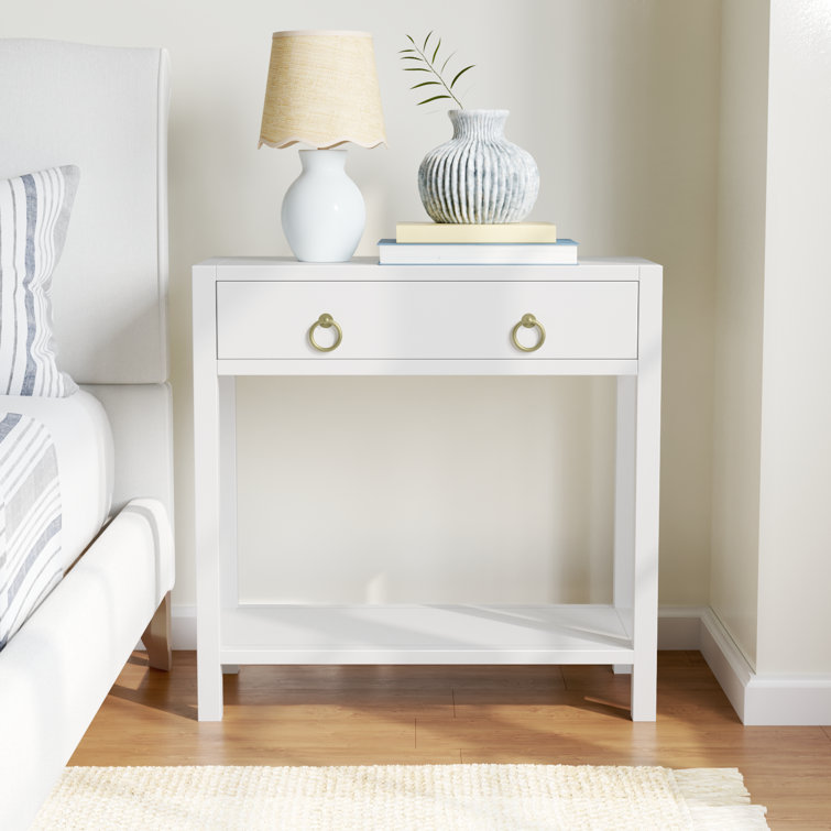 White Pine and MDF Nightstand with Gold Handles