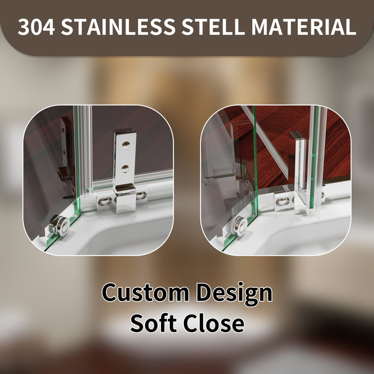 36" x 72" Chrome Neo-Angle Pivot Semi-Frameless Shower Enclosure